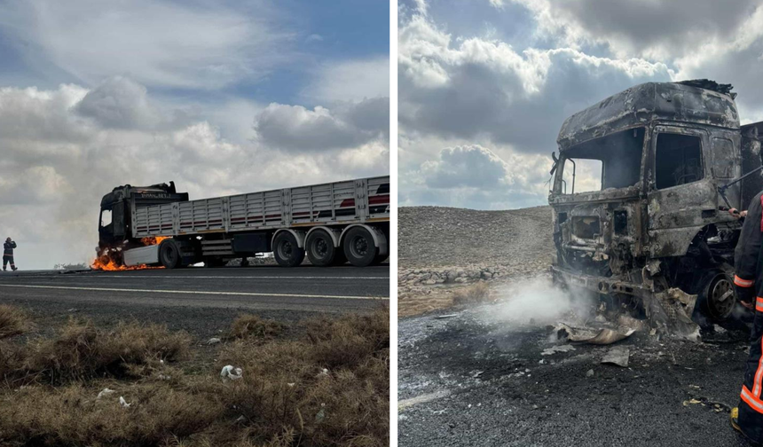 Diyarbakır’da seyir halindeki tır alevlere teslim oldu