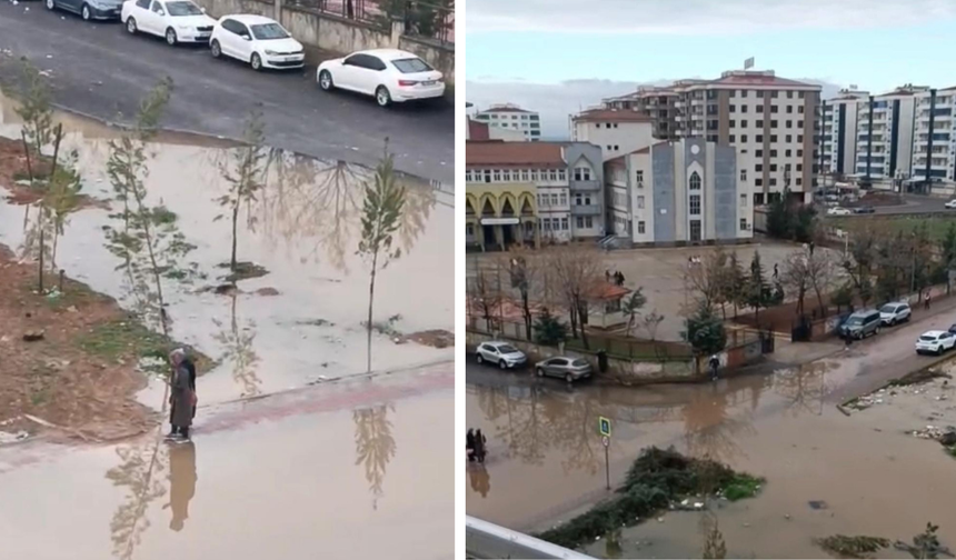 Diyarbakır’da okul yolu göle döndü; Öğrenciler okula gidemedi!