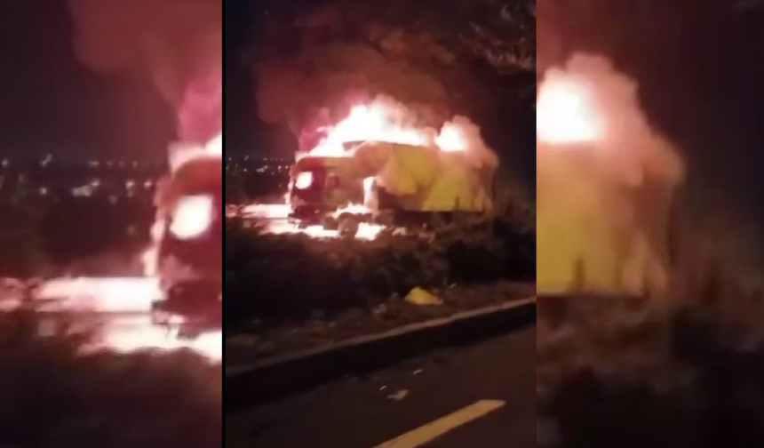 Diyarbakır-Silvan yolunda tır alev topuna döndü!