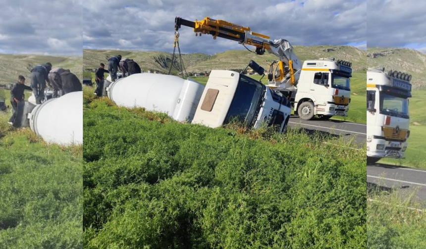 Diyarbakır’da beton mikseri devrildi: 1 yaralı