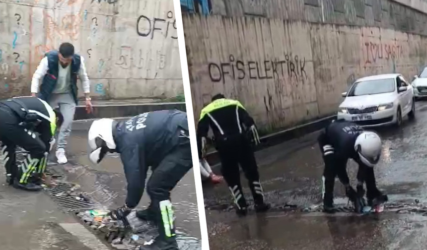 Diyarbakır’da mazgallar tıkandı, polisler devreye girdi