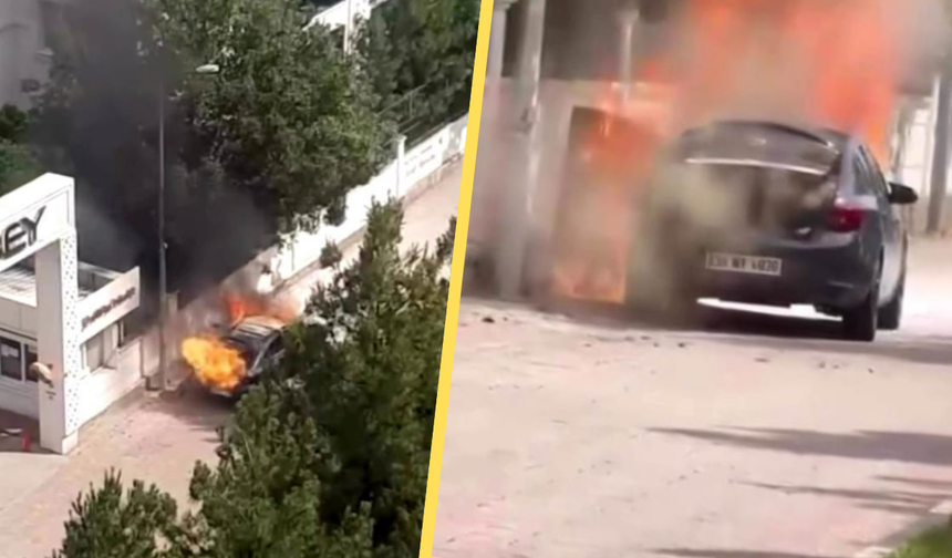 Diyarbakır'da seyir halindeki araç alev aldı