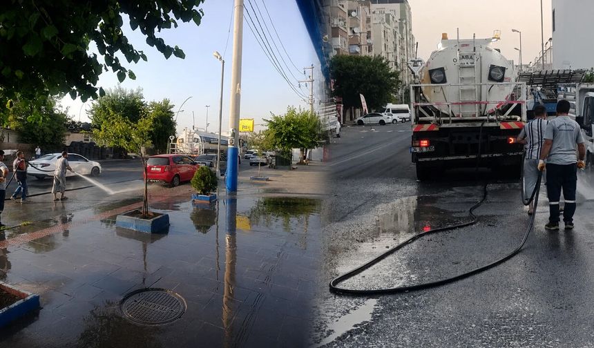 Diyarbakır’da gece mesaisi: İlçenin en yoğun caddeleri pırıl pırıl yıkandı