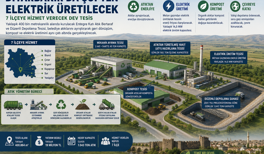 Diyarbakır'da çöpten elektrik üretilecek: 7 ilçeye hizmet verecek dev tesis