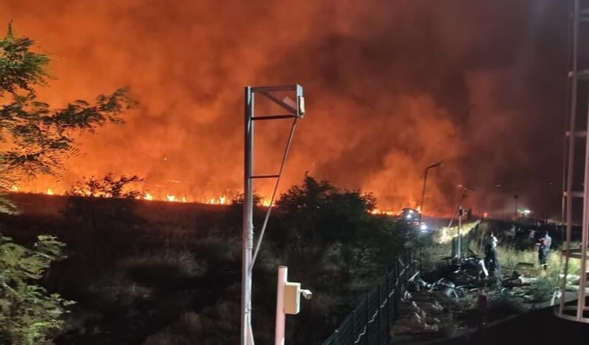 Diyarbakır'da geceyi aydınlatan anız yangını söndürüldü