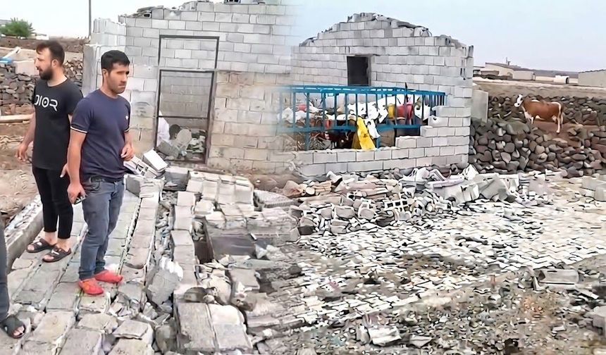 Diyarbakır’da şiddetli rüzgar ahırı yıktı: 2 çocuk yaralandı