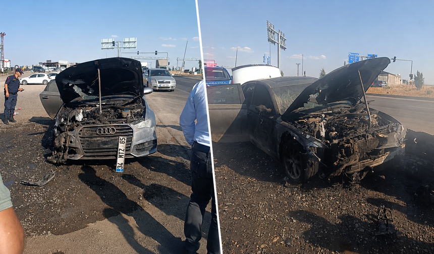 Diyarbakır’da seyir halindeki otomobil alev aldı