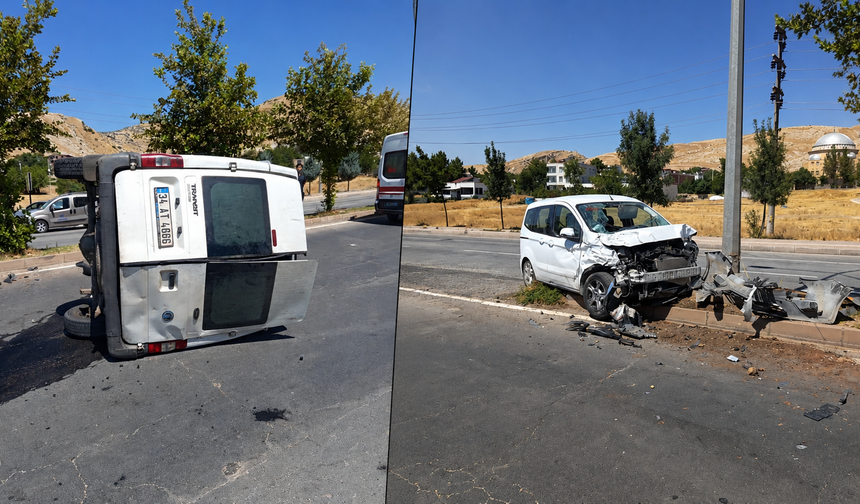 Diyarbakır’da minibüs yola devrildi; Yaralılar var