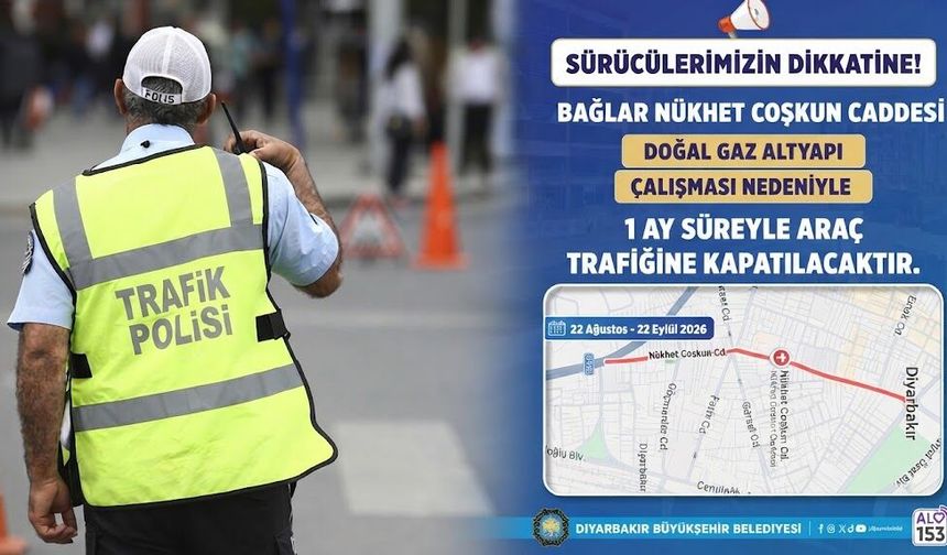 Diyarbakır’da sürücüleri ilgilendiren karar: O cadde 1 ay trafiğe kapatılacak