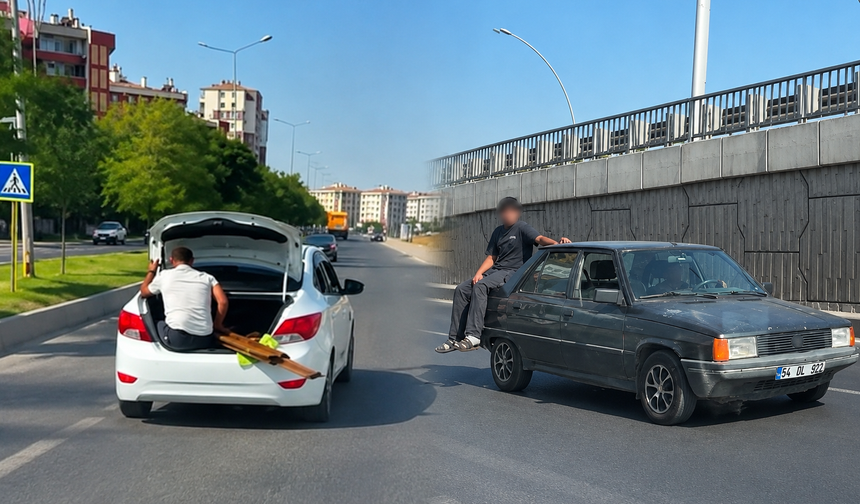Diyarbakır’da pes dedirten görüntüler: Biri bagaja girdi, diğeri kapısında oturdu