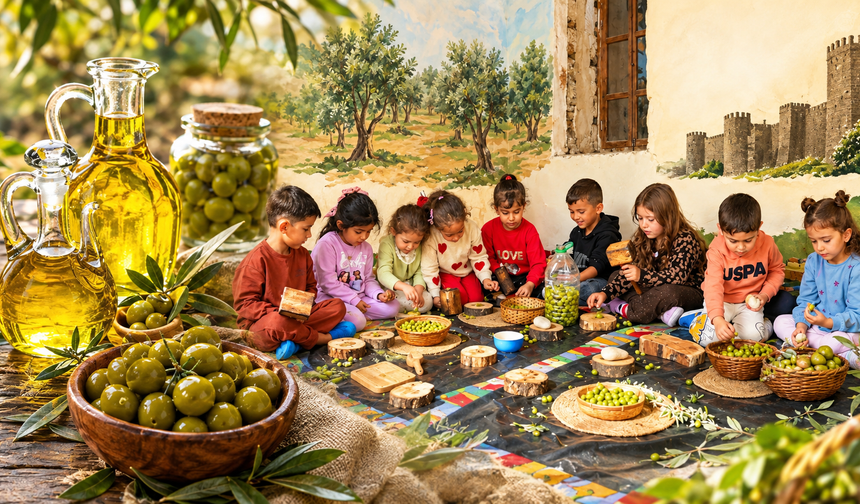 Diyarbakır’da miniklerden zeytin mesaisi