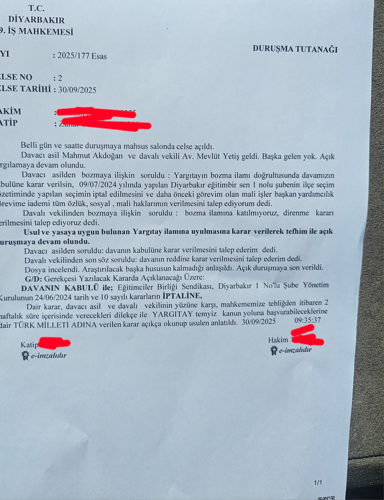 Mahkme Karar