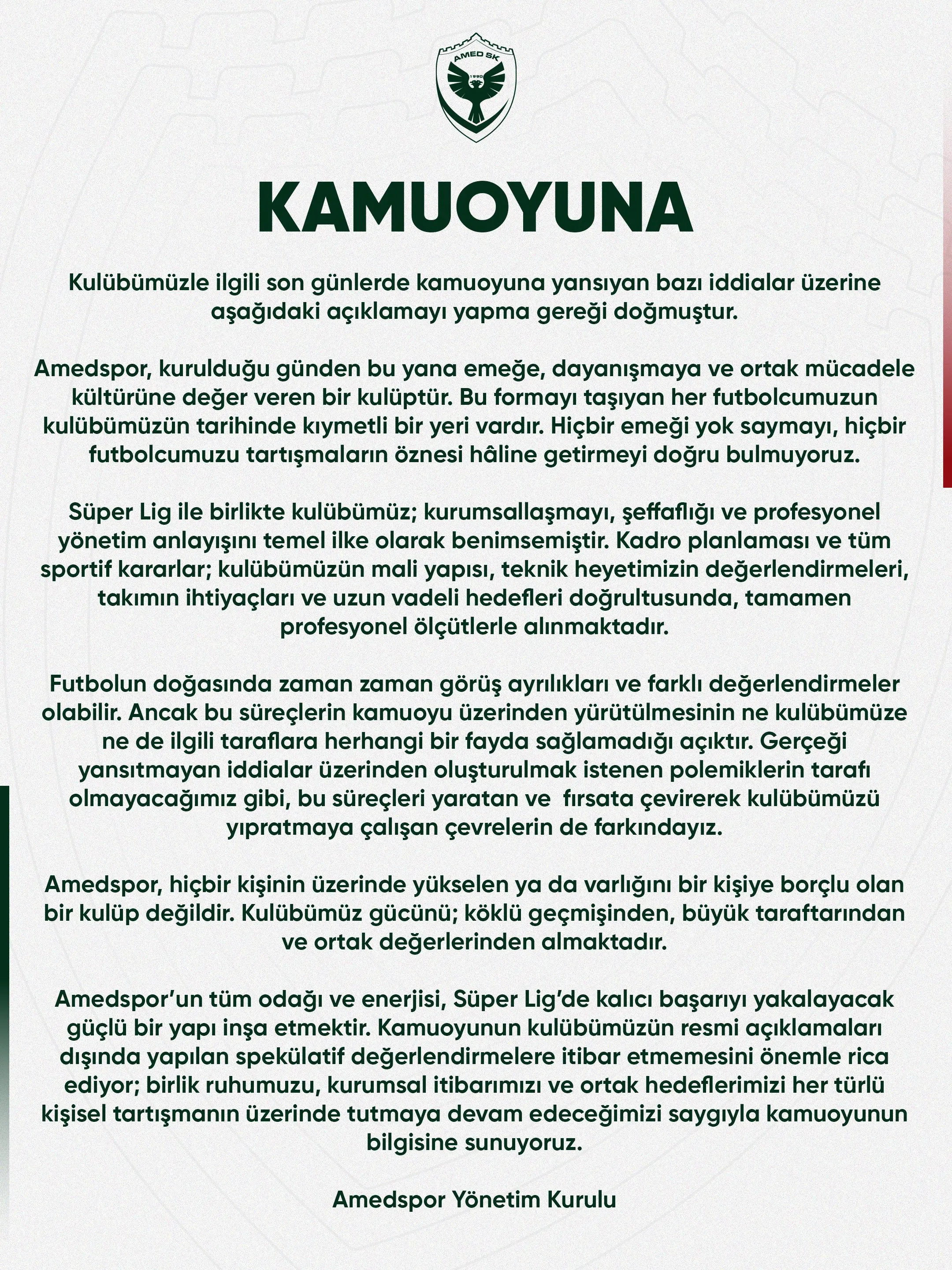 Amedspor Açıklama