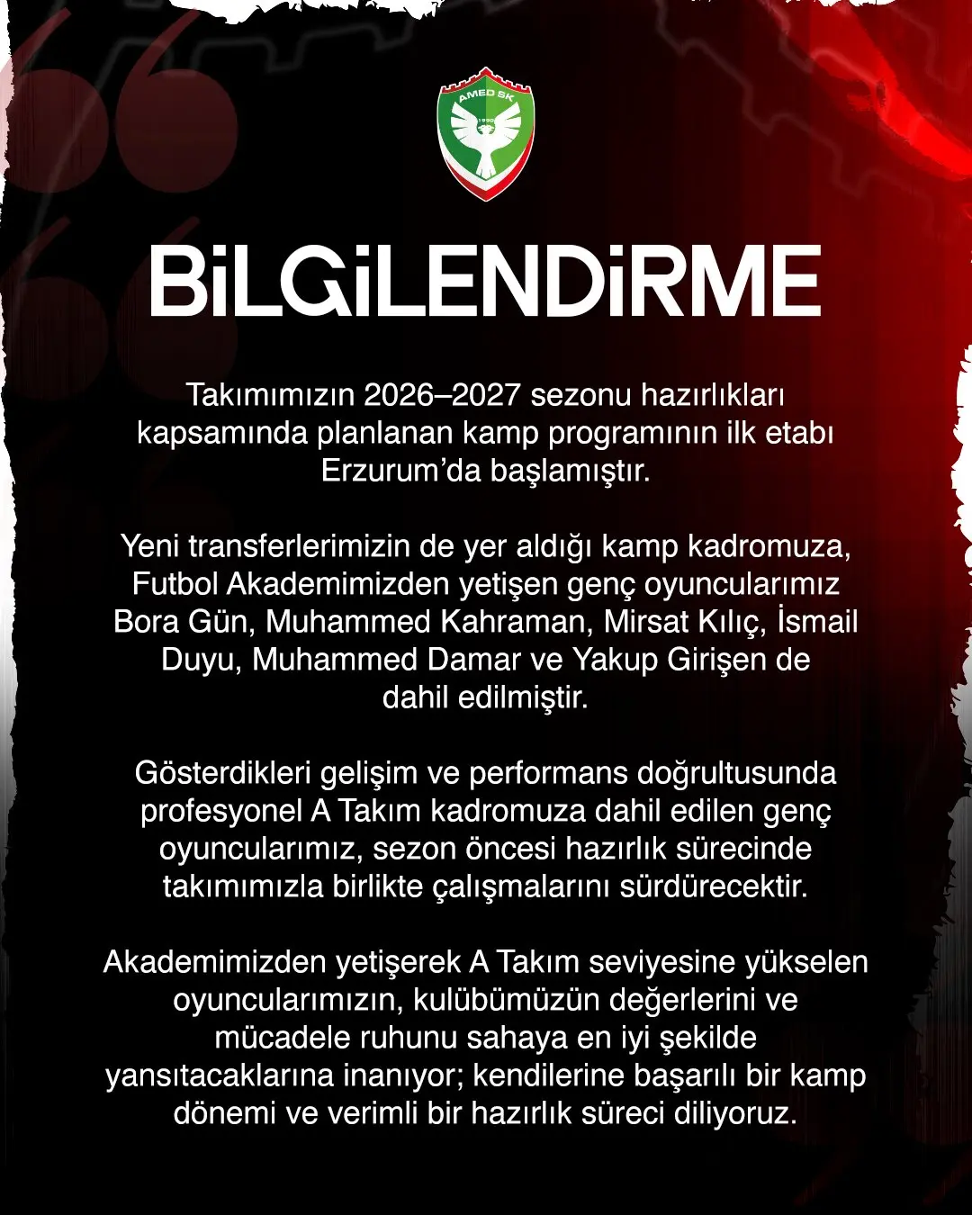 Amedspor Bilgilendirme